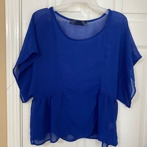 Royal blue sheer boutique blouse